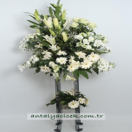  Antalya Lara Çiçek Gönder Beyaz Ferforje Aranjman